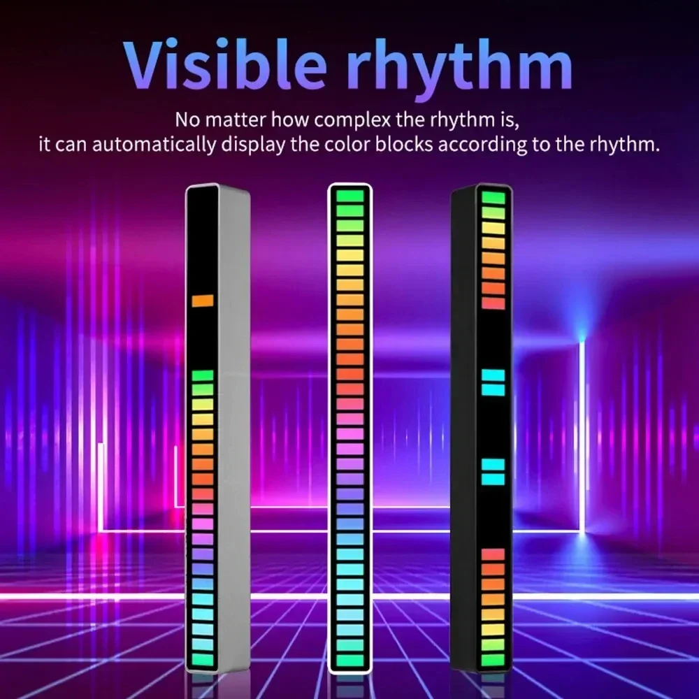 LED Sound Control Lights RGB 3D Pickup Lights Smart APP Control Music Rhythm Atmosphere Light for Gaming Desktop Decora LED Lamp