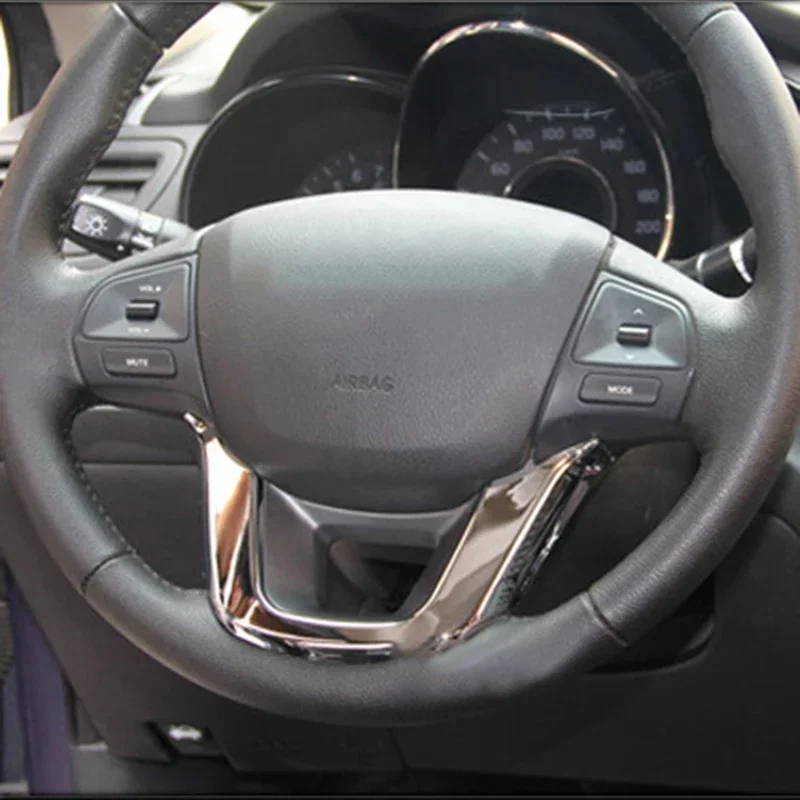 For KIA K2 RIO Sedan Hatchback 2011-2016 Auto Accessories ABS Chrome Steering Wheel Decorative Sticker Cover Trim Car Stying