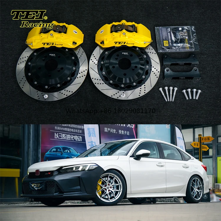 

P40NS+ Front Big Brake Kit 4 Piston Caliper with 355*32 mm rotor BBK auto brake system For 2022 Honda Civic 18 Inch car rim