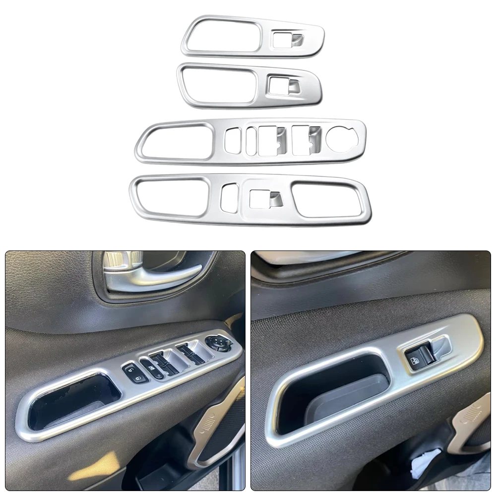 Für Jeep Renegade 2015 2016 2017 2018 2019 2020 2021 2022 2023 ABS Auto Fenster Glas Lift Schalter Taste Panel trim Abdeckung Aufkleber – Detail 1