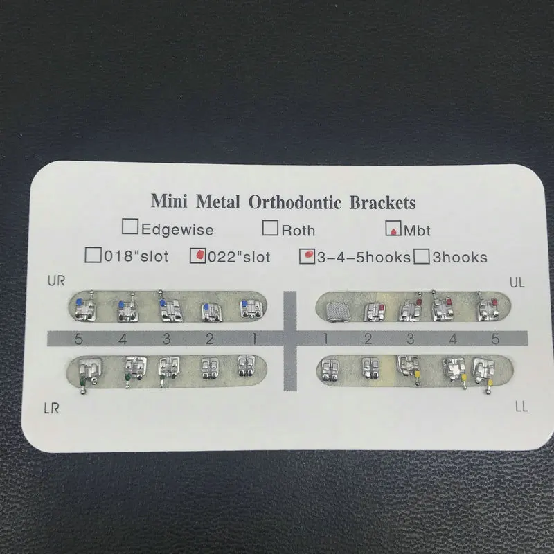 20pcs/pack Dental Mini MBT/Standard Roth Bracket 0.022 Slot 345 Hook Dental Metal Orthodontic Brackets