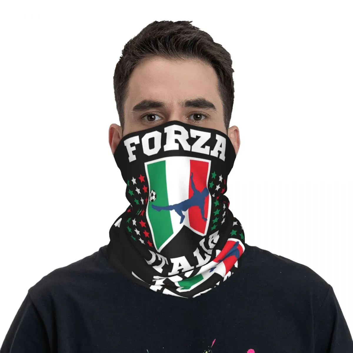 Forza Italian Football Italia Flag sciarpa fazzoletto da collo maschera per il viso in poliestere