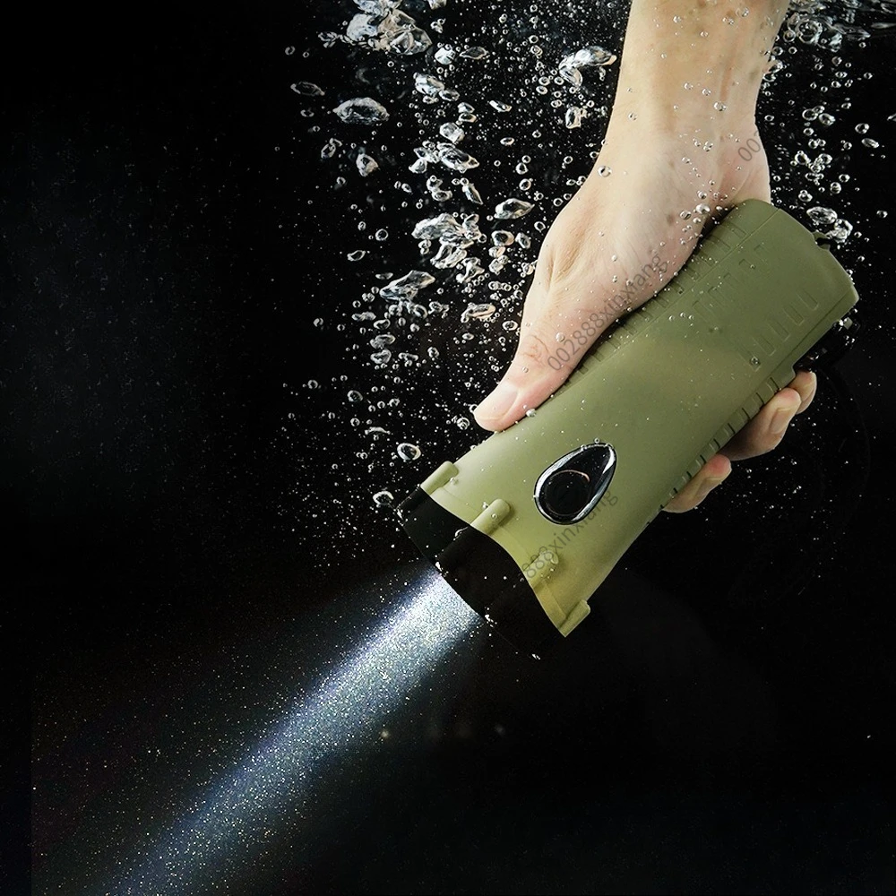 Ultra Bright Waterproof Outdoor Flashlight, Hand Crank Charging Emergency Light, Explosion Proof Sound & Light Alarm Lamp