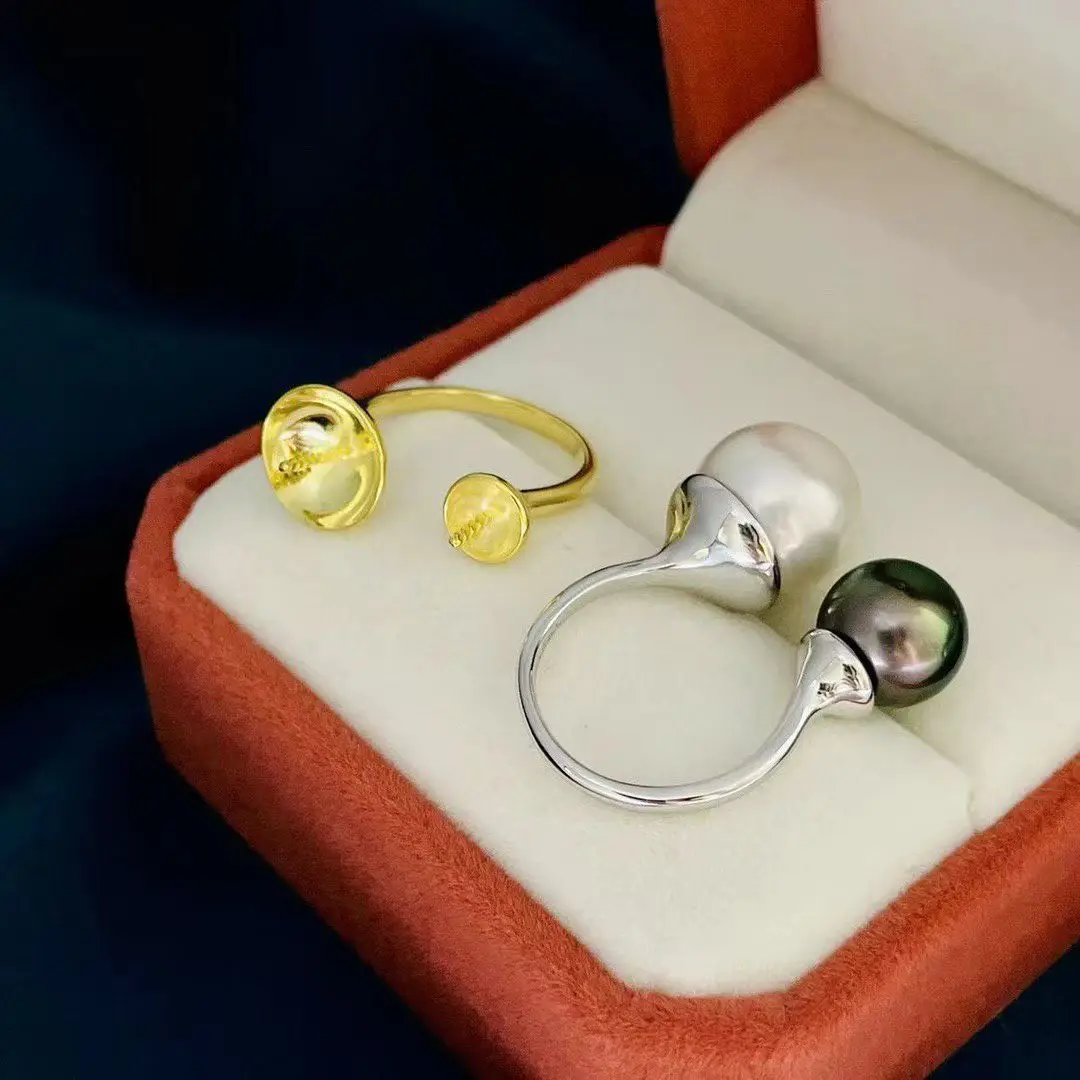 

Оптовая продажа, регулируемое кольцо из стерлингового серебра 925 пробы, настройки, фурнитура, крепления, аксессуары для жемчуга 10-13 мм, 5 шт./лот