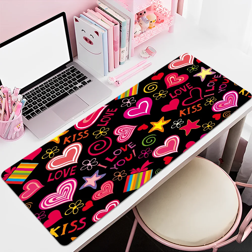 Loving Heart 80x30cm XL Lockedge Thickened Mouse Pad Oversized Gaming Keyboard Notebook Table Mat For Teen Girls Bedroom #5