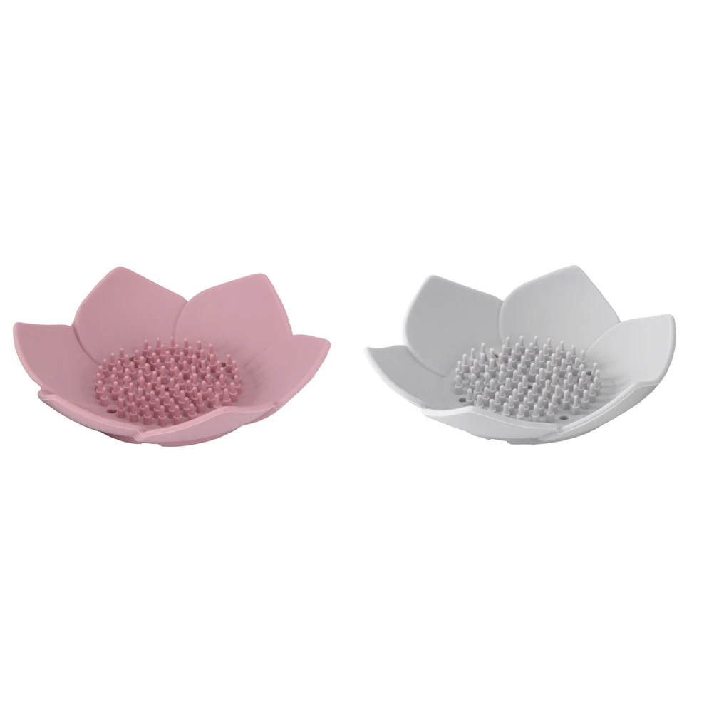 

2Pcs Silicone Soap Dish Drainer NonSlip Bath Kitchen Holder Dry Clean Travel Case Portable Home Essentials