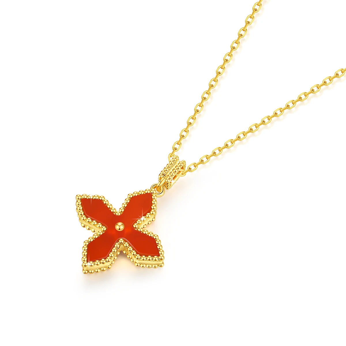 100% Real 18k Gold Cross Pendant AU750 Red Agate Necklace With Certificate Women Jewelry Waterproof K Gold Wedding Gift 2024 New