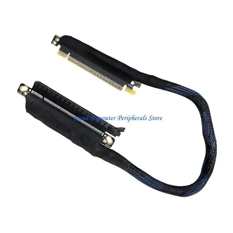 

F68C PCIe5.0 X16 Right Exit Graphics Card Risers 180Degree Angled Cable Silver Plate Terminals for MinimalSignal Degradation