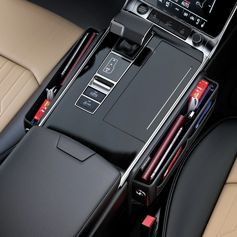 Caixa de armazenamento de controle central de fenda de carro com vários slots de cartão, sacos de armazenamento de motorista e passageiros, textura criativa, bolsa de carro