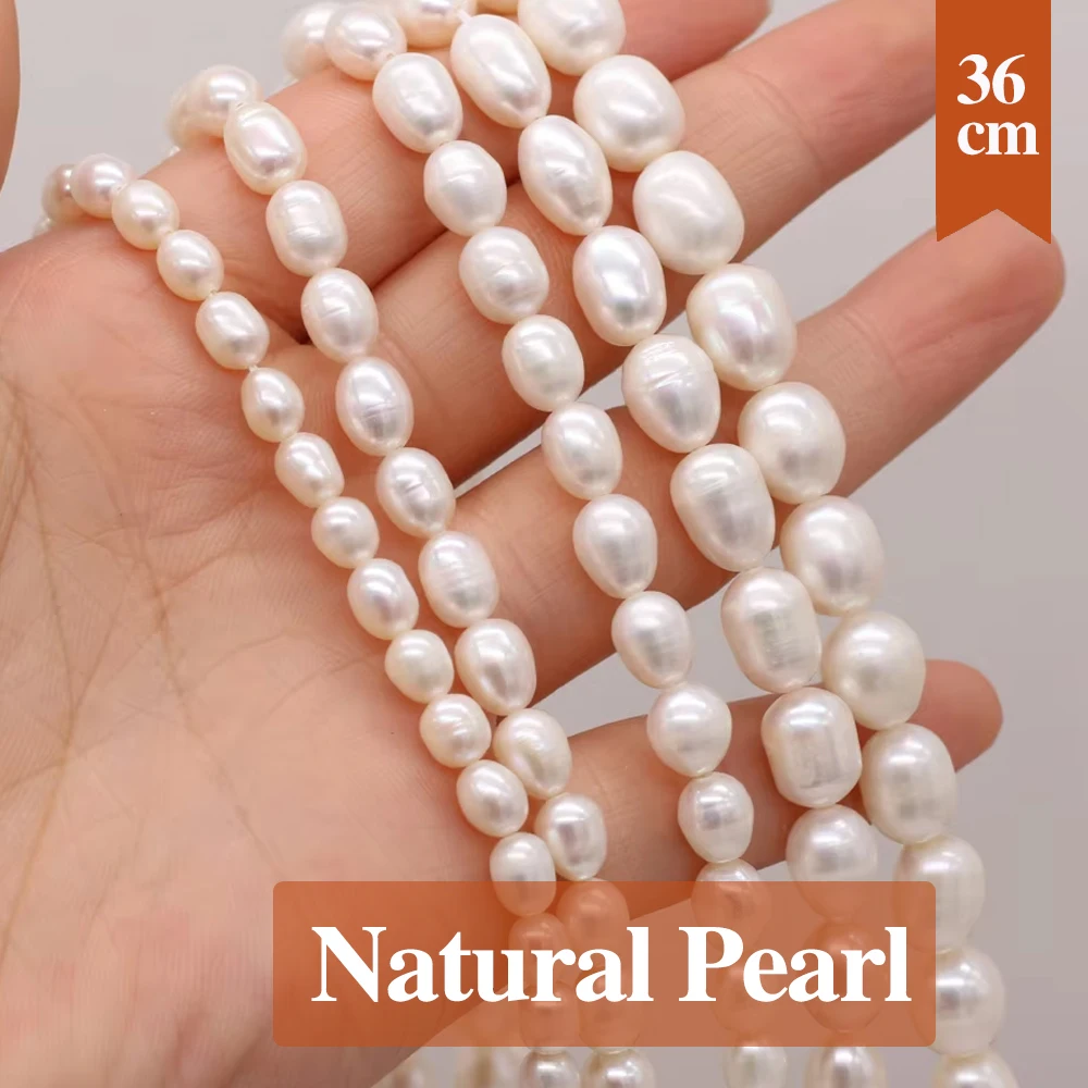 

Rice Shape Natural Freshwater Pearl Bead White Pearl Loose Spacer Beaded for Jewelry Making DIY Earring Bracelet Necklace 5-10mm