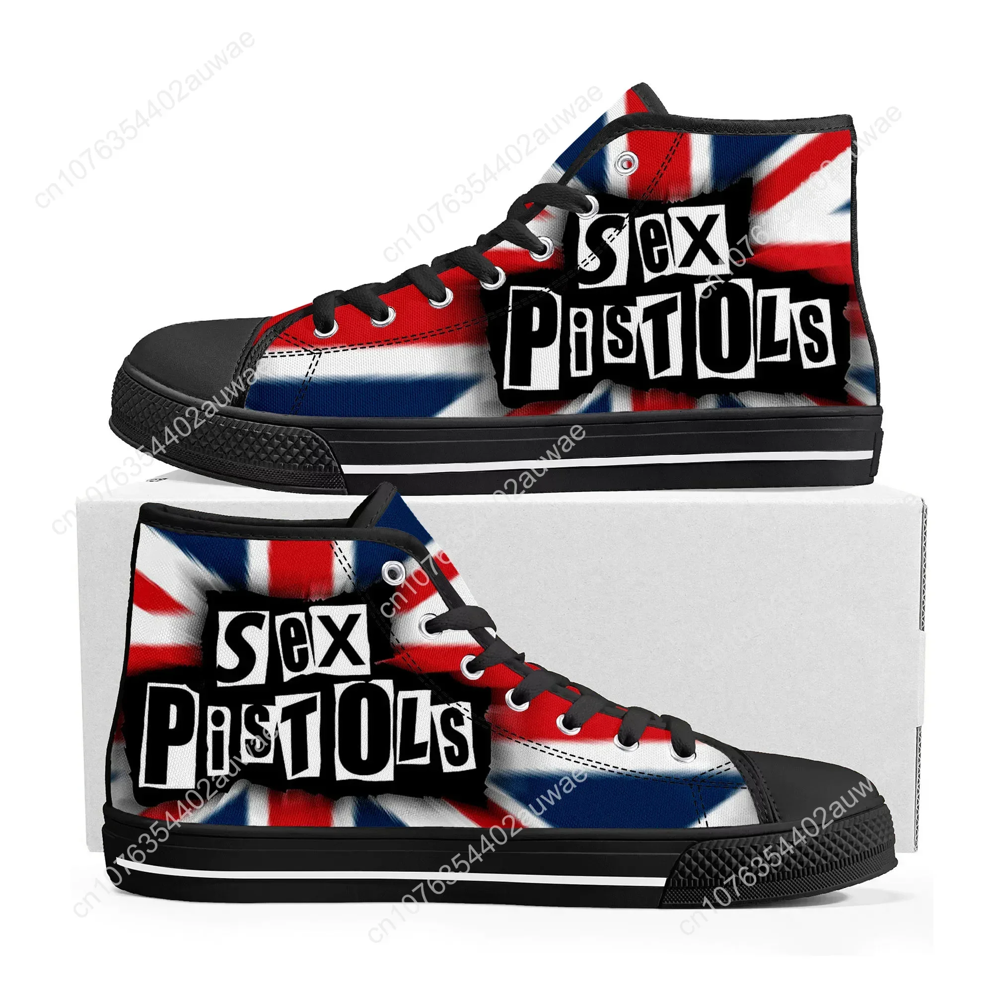 Pistole del sesso Punk Rock Band High Top Sneakers di alta qualità uomo donna adolescente Canvas Sneaker Casual coppia scarpe scarpe personalizzate