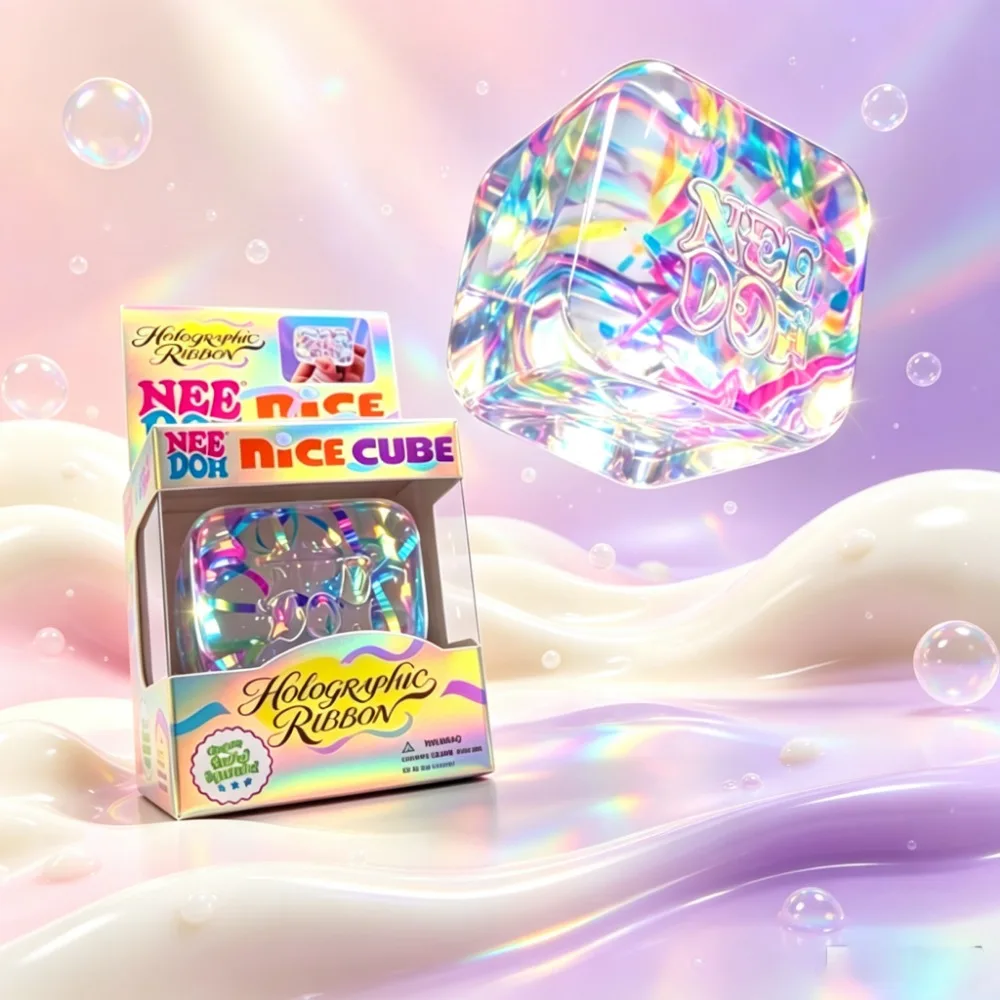 Needoh Holographic Ribbon Squeeze Fidget Sensory Colorful Knead Stretch Anxiety Relief ADHD Leisure Adult Gift