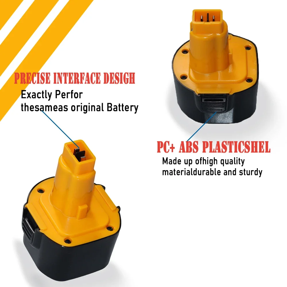 Bateria Ni-MH para Dewalt, 9.6V, 4800 mAh, 6800 mAh, 9800mAh, DE9036, DE9061, DE9062, DW9060, DW9061, DW9062, EZWA 29, DW050, DW909K, DW909, DW902