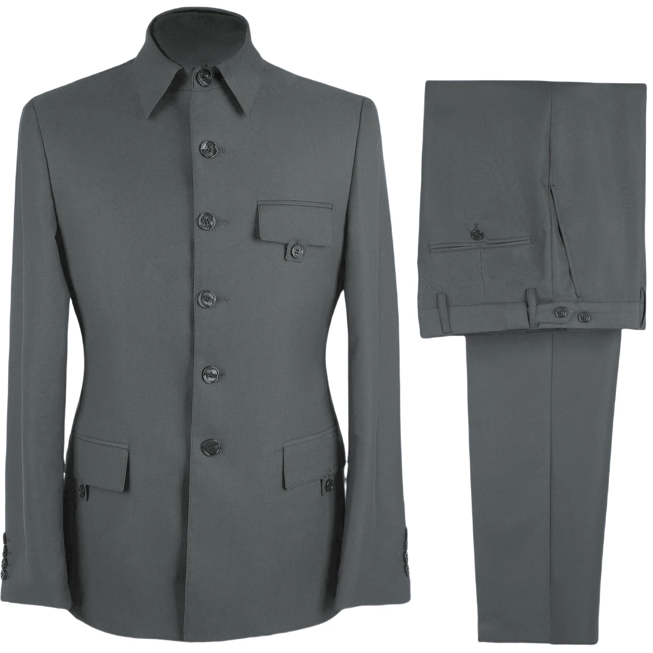 

Men's Suit Formal 2 Piece Set Stand Collar Single Breasted Tuxedo Blazer Pants Slim Fit Wedding GroomParty Dress