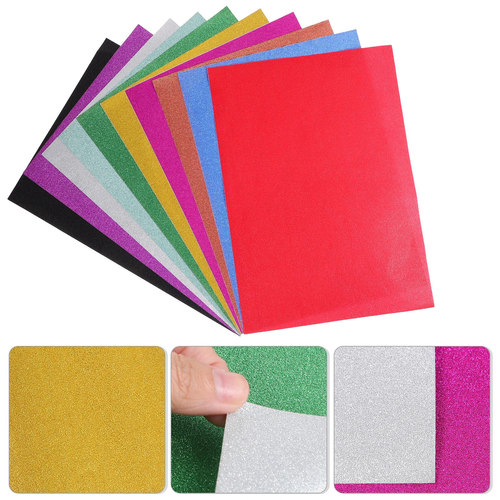

20 Sheets Self Adhesive Glitter Cardstock Multicolored Craft Paper DIY Supplies Colored Sticker Material Premium Gifts