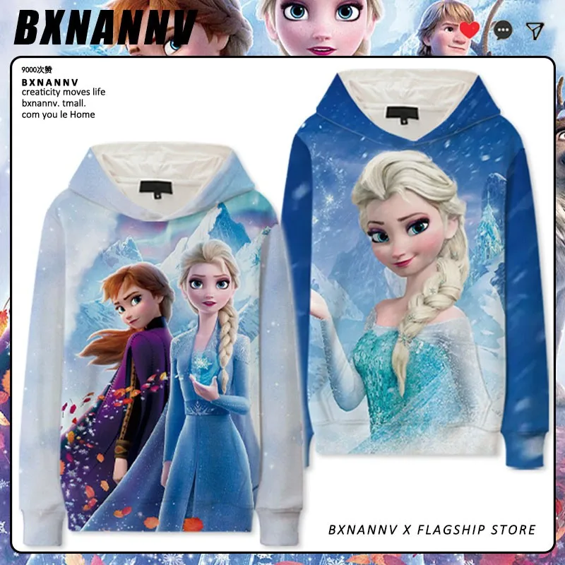 

Disney Frozen Co-branded Coat Woman Aisha Anna Peripheral Clothing Fall Cartoon Girls Hoodie