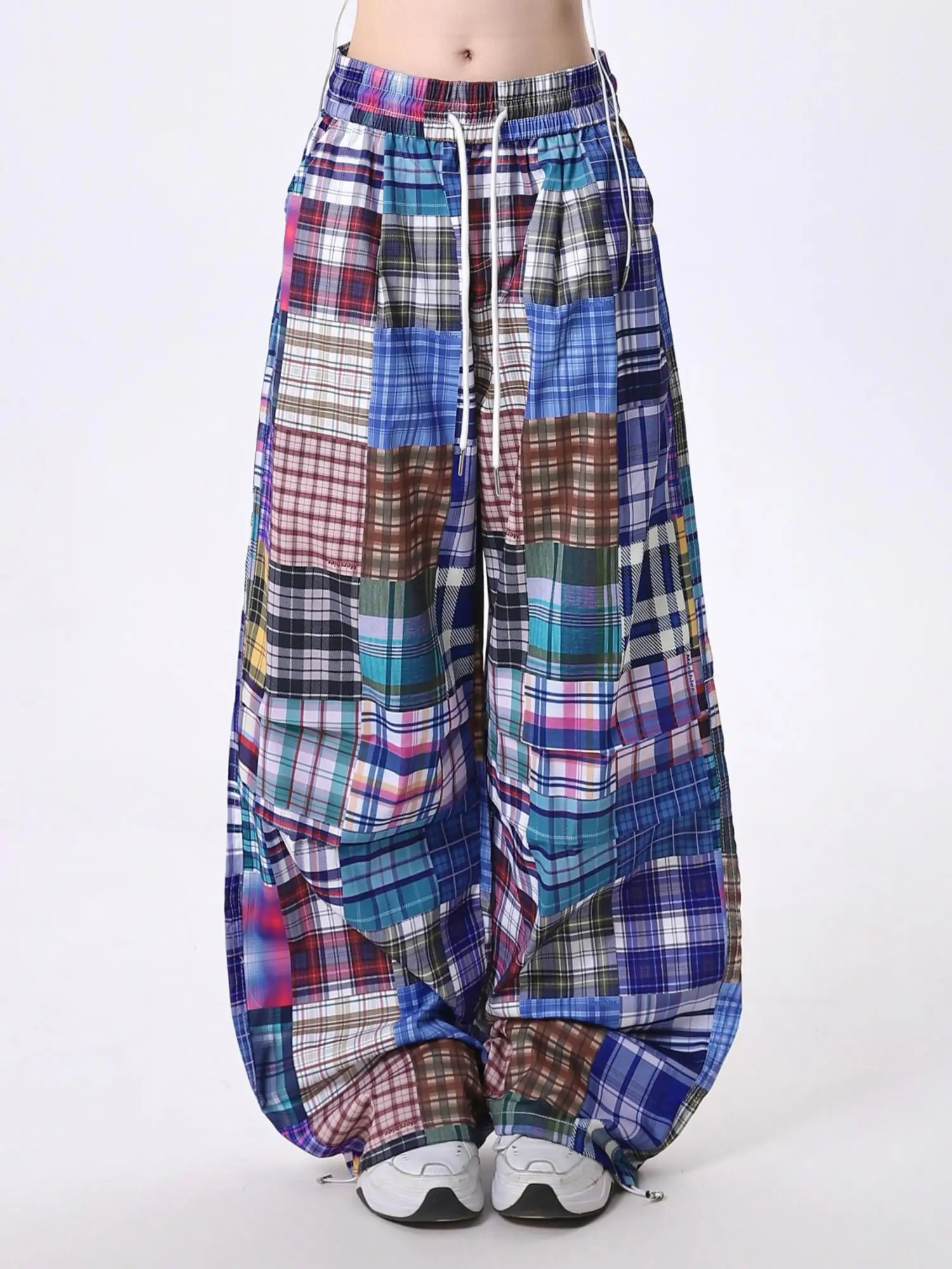 Casual Pants Women's Autumn American Retro Color Plaid Stitching Design Personalized Dancing Trousers