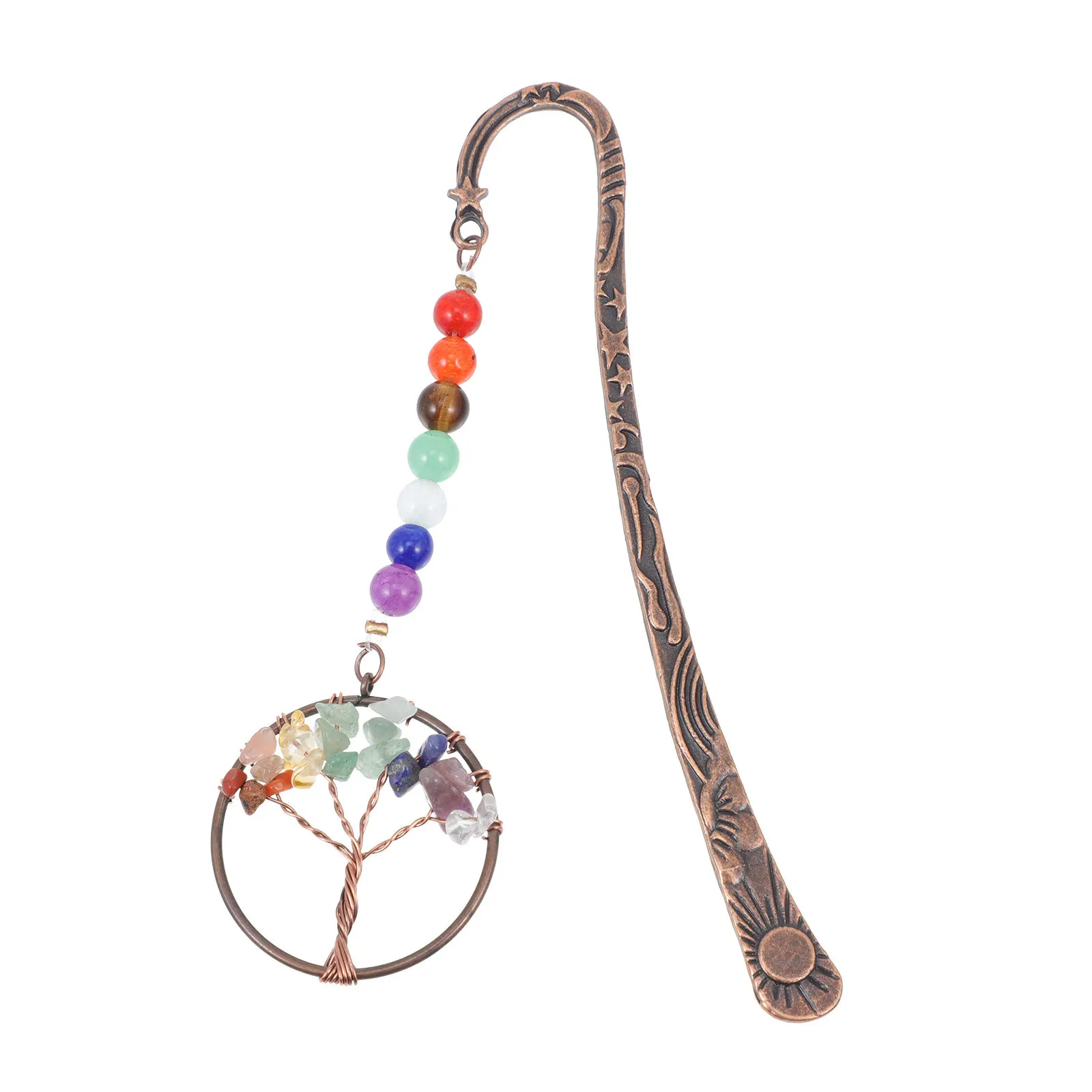 

1Pcs Natural Gravel Crystal Life Tree Seven Chakra Bookmark Strong Brass Material Clear Texture Relaxation Aid for Readers Study