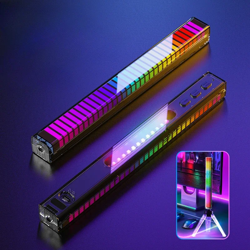 

Upgraded RGB Pickup Light Music Rhythm Light Type-C Rechargeable Model Decoration Desktop Night Light Bar For Party Room PC