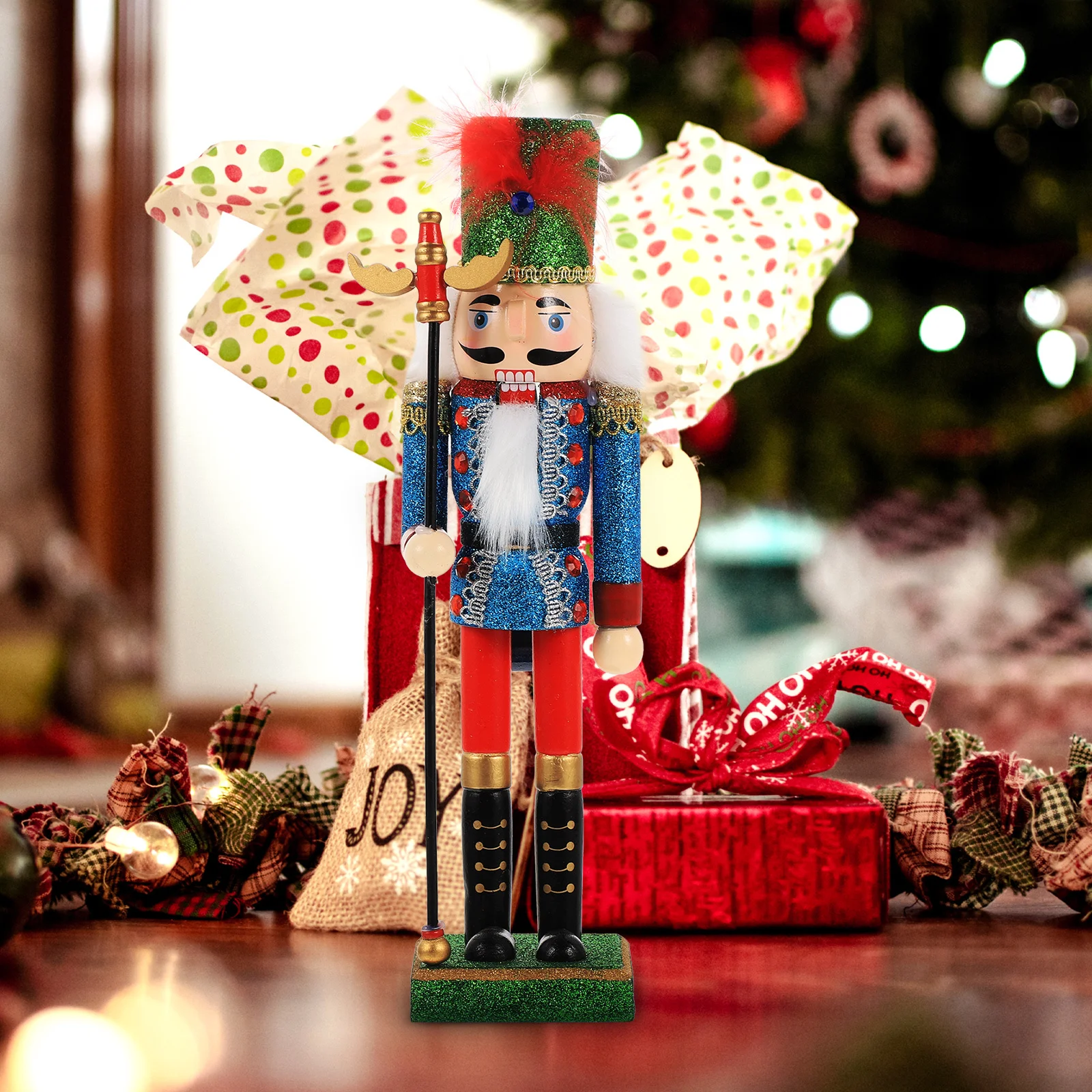 

Christmas Wooden Nutcracker Cartoon Soldier Mouth Open Close Desktop Decorative Xmas Gift Ornament Xmas Wood Nutcrackers