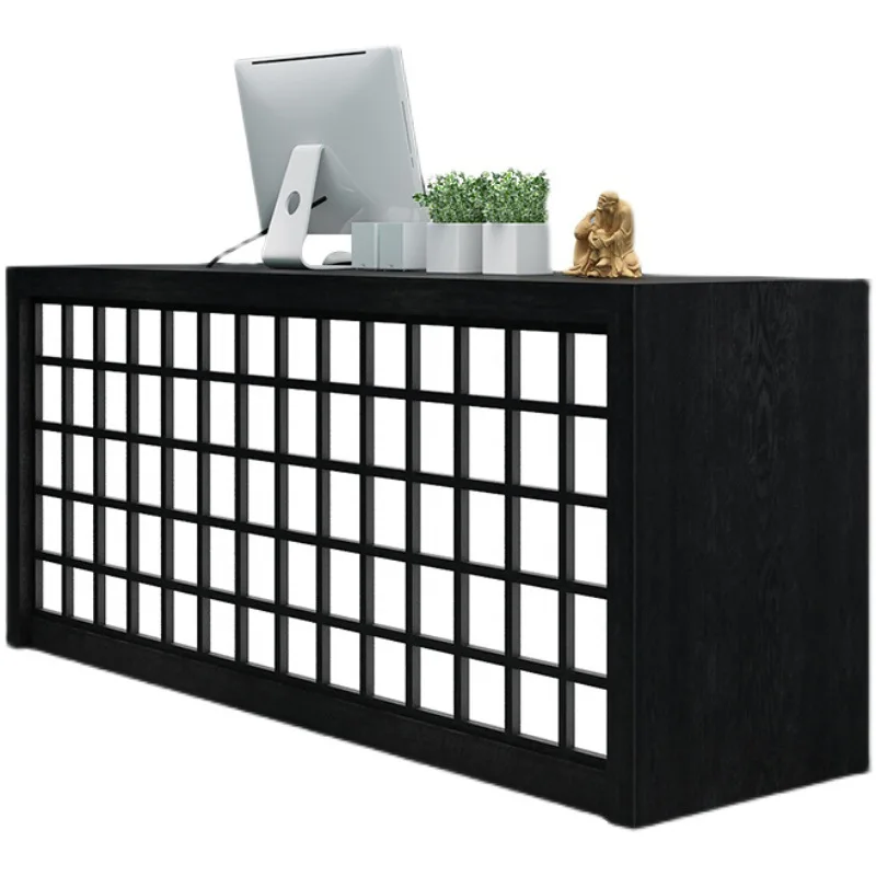 New Chinese retro tea house checkout page Light luxury beauty salon Foot bath Bar Front desk Reception counter Welcome