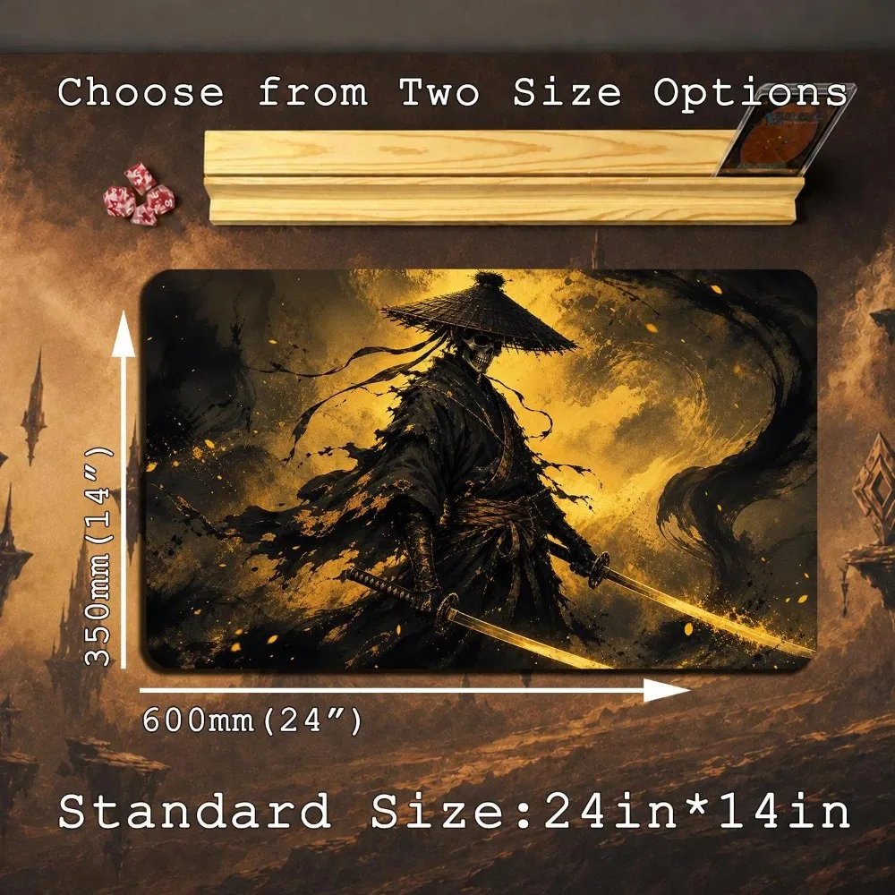Shadow Samurai MTG Playmat, Skeleton Warrior Gaming Mouse Pad, Japanese Dark Fantasy TCG Desk Mat, Gamer Gift