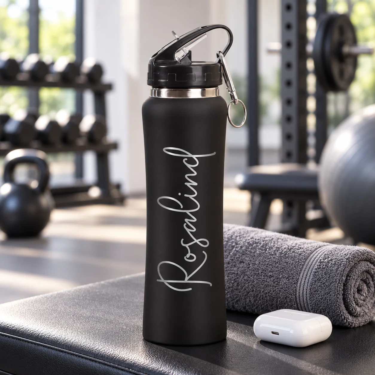 20oz Personalized Water Bottle Custom Name Stainless Steel with Straw Lid Carry Handle for Hiking Camping Travel Gift view 4