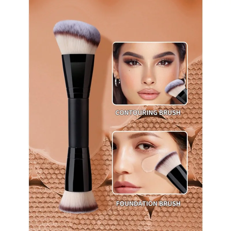 1 PCS Pincel de base de maquiagem de ponta dupla para mistura de pó prensado líquido corretivo blush polimento