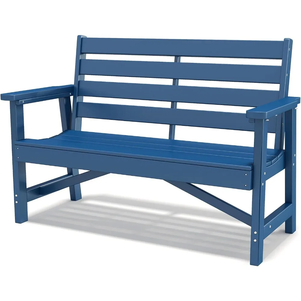 

Outdoor Bench | 51.5’’ HDPE Garden Benches Weatherproof for Outdoors Patio Park Porch Outside Backyard | 2-Person | Blu