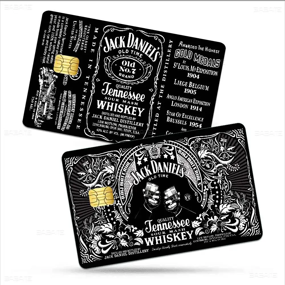 J-Jack D-Daniels 2024 Anime Cartoon Skin Stickers Film Tape Case for Big Credit Debit Card Front Side