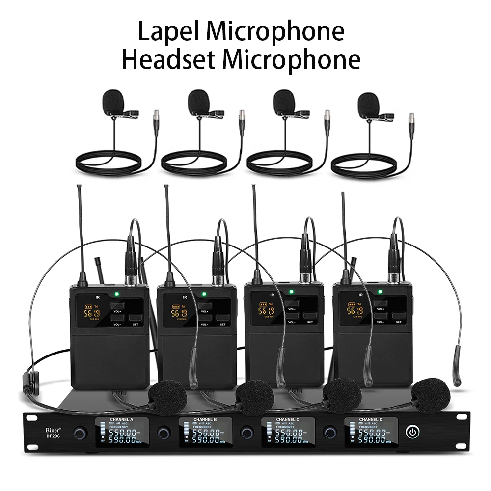 DF206 Professional 1 Drag 4 Lapel Microphone Headset Microphone for Teaching Tour Guide