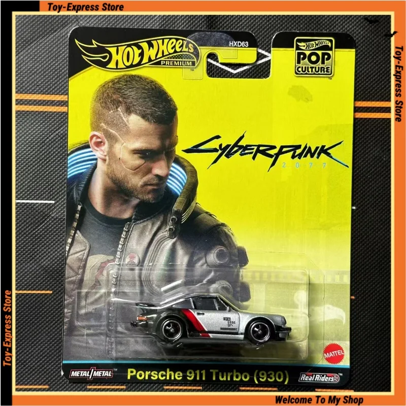 Hot Wheels Premium 2024 Pop Culture 1/64 modelo de coche Hotwheels Cyberpunk 2077 Porsche 911 Turbo juguetes coleccionables para niños
