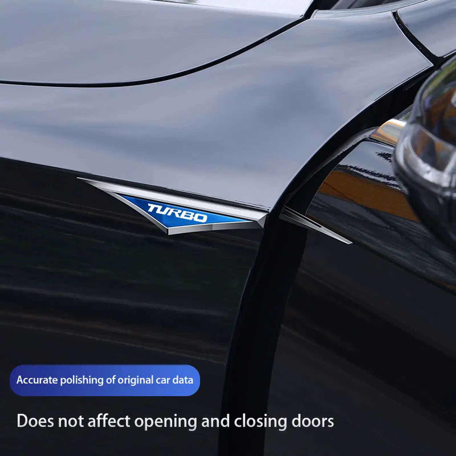 New Fashion Turbo Logo Car Metal Sticker Car Door Fender Side Blade Shape Badge Car Body Protection Auto Decoration Accessories view 5