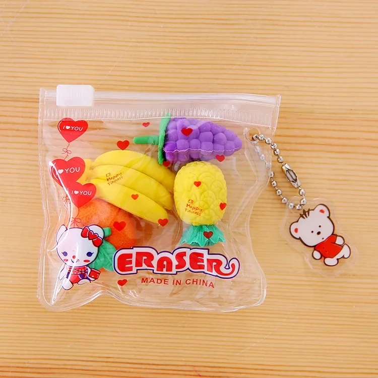 1PACK Zipper Bags Animals Fruits Cakes Christmas Erasers Student Prizes Erasers  Japanese Stationery