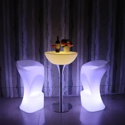 Led Luminous And Chairs High Table Bar Counter Table Bar Colorful Outdoor Activities Combination Furniture Ktv Coffe