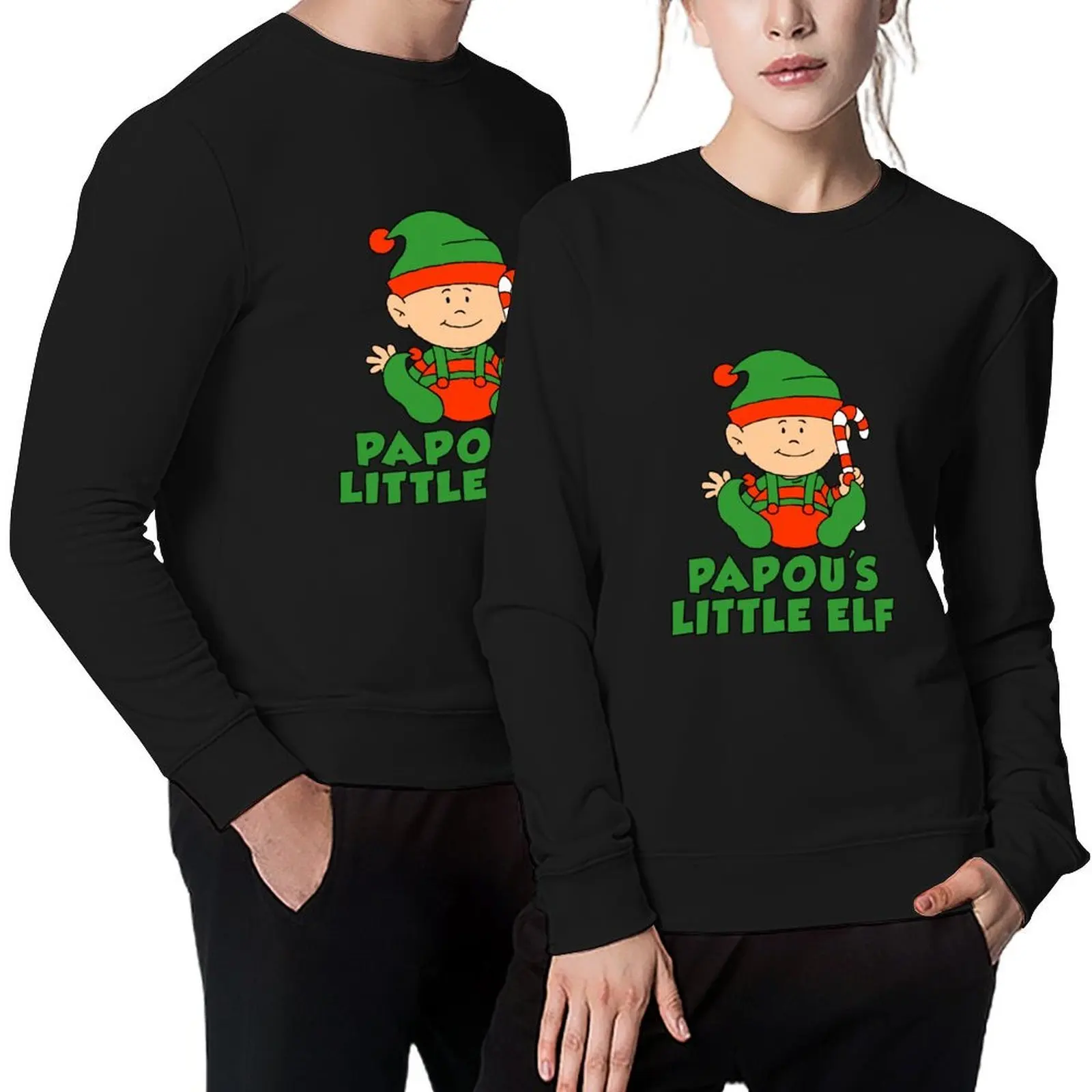

Papou's Little Elf Cartoon Greek Grandfather Christmas Pullover men's sweat-shirt set autumn sweatshirt men
