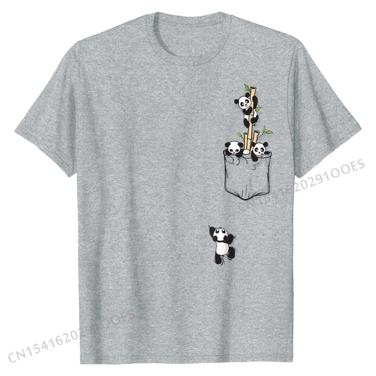 T-Shirt, Cute Playful Panda Playing in Pocket New Design Mens T Shirts Cotton Tops Shirt Europe