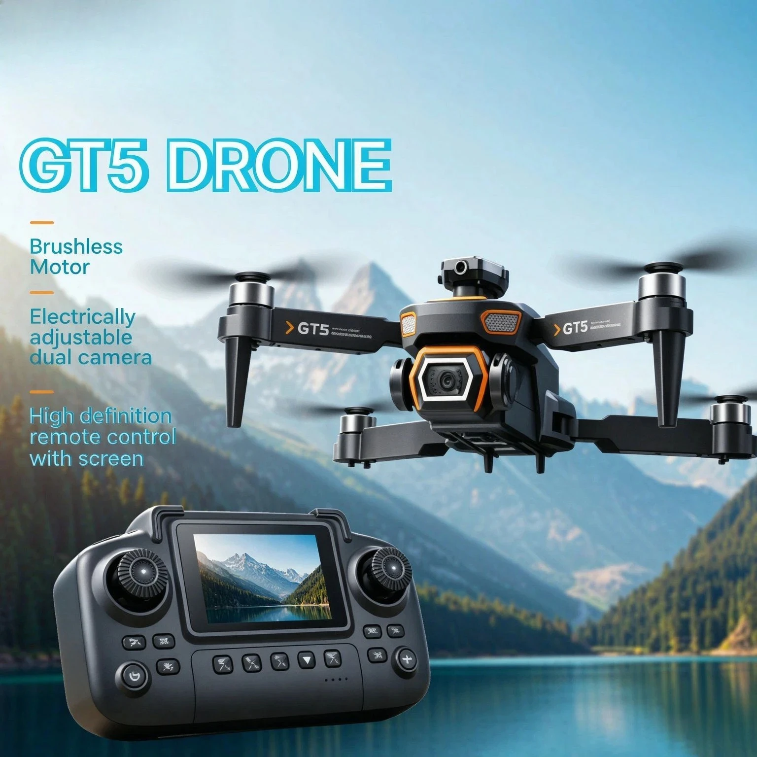 GPS GT5 Foldable RC Drone 8K Dual Camera 5G WiFi FPV Screen Remote Control Obstacle Avoidance Brushless Optical Flow Quadcopter