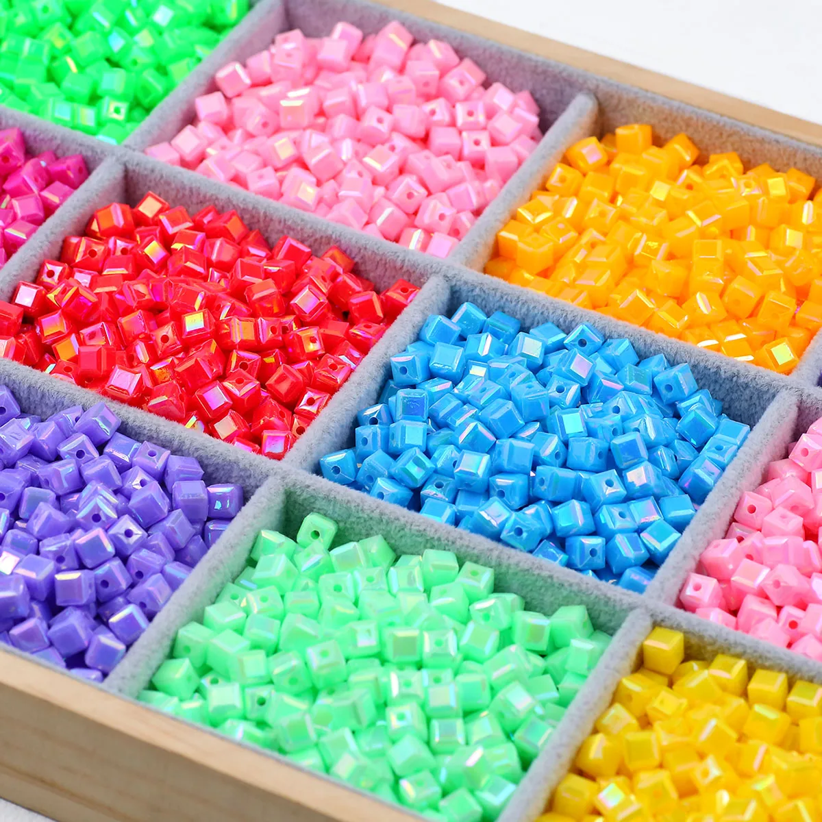 Bunte quadratische Acrylperlen, lose Distanzperlen, Würfel, 7 x 7 mm, für Schmuckherstellung, DIY-Handykette, Armband, handgefertigte Accessoires