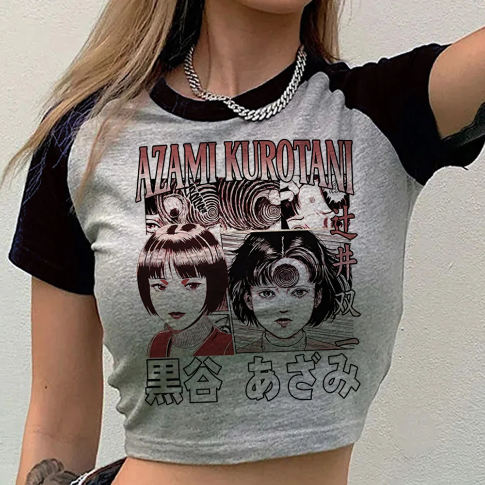 Junji Ito Shintaro Kago Tomie cropped top teen alternative  kawaii vintage baddie shirt vintage goth cute streetwear graphic