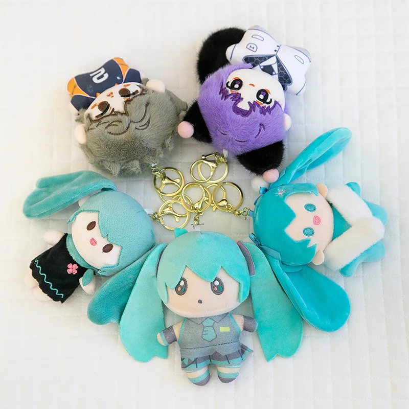 12cm Anime pour Hatsune Miku peluche KAITO MEIKO Luka Kagamine Rin Len Figure peluche poupée Kawaii Q Version porte-clés sac Pendan
