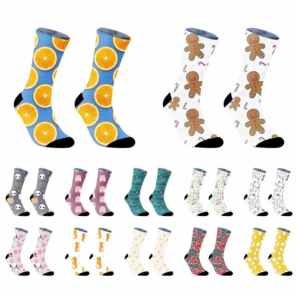 Cute cartoon cat pattern sports cycling socks, unisex, sweat absorbing, breathable, durable, bicycle accessory gift