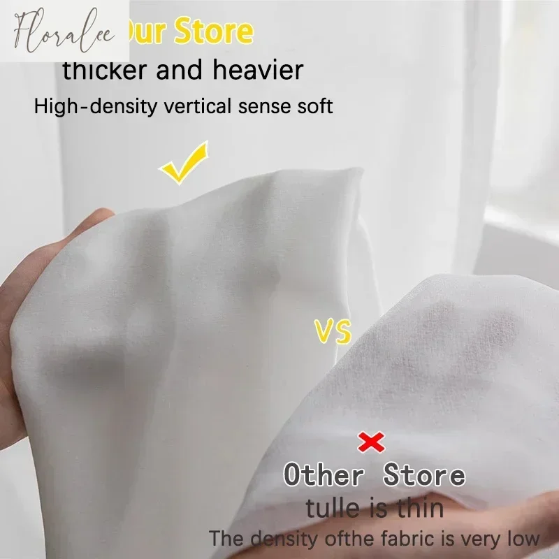 

Quality Luxurious White Sheer Curtains For Bedroom Living Room Decor Window Solid Color Voiles Tulle Heavenly Velvet Custom New