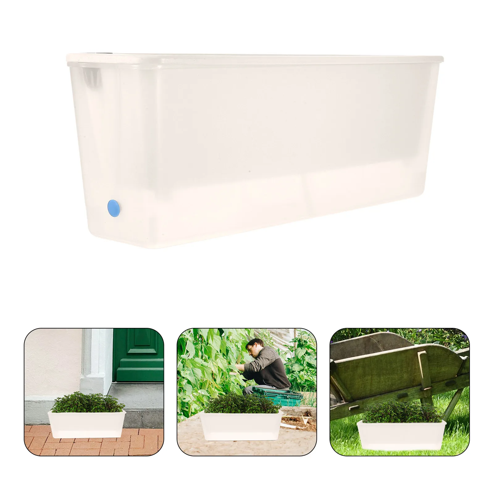 

Прямоугольный узкий самополивающийся ящик-кашпо для оконных и балконных грядок, для сада и улицы, для цветов