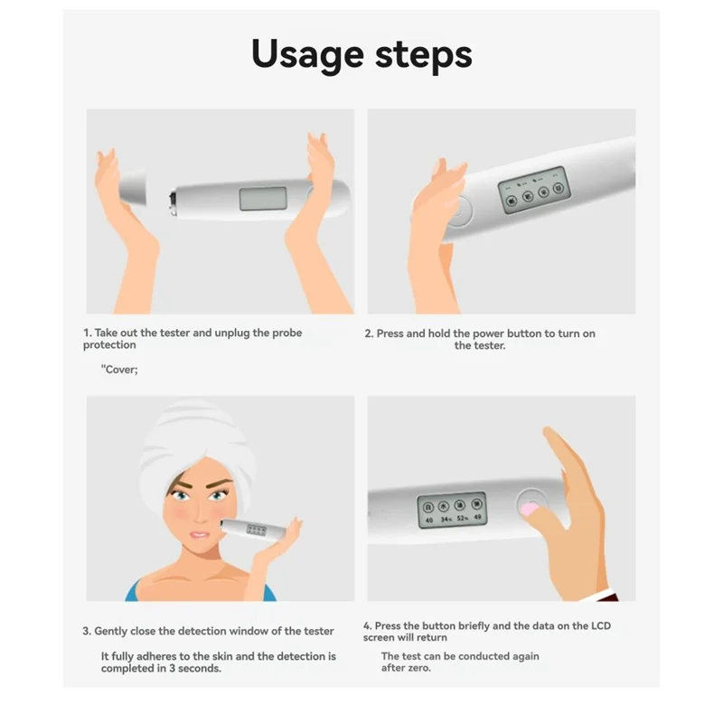 피부 테스터 펜 스마트 미용 기기 물 및 오일 함량 휴대용 개인 관리 도구-A54Q