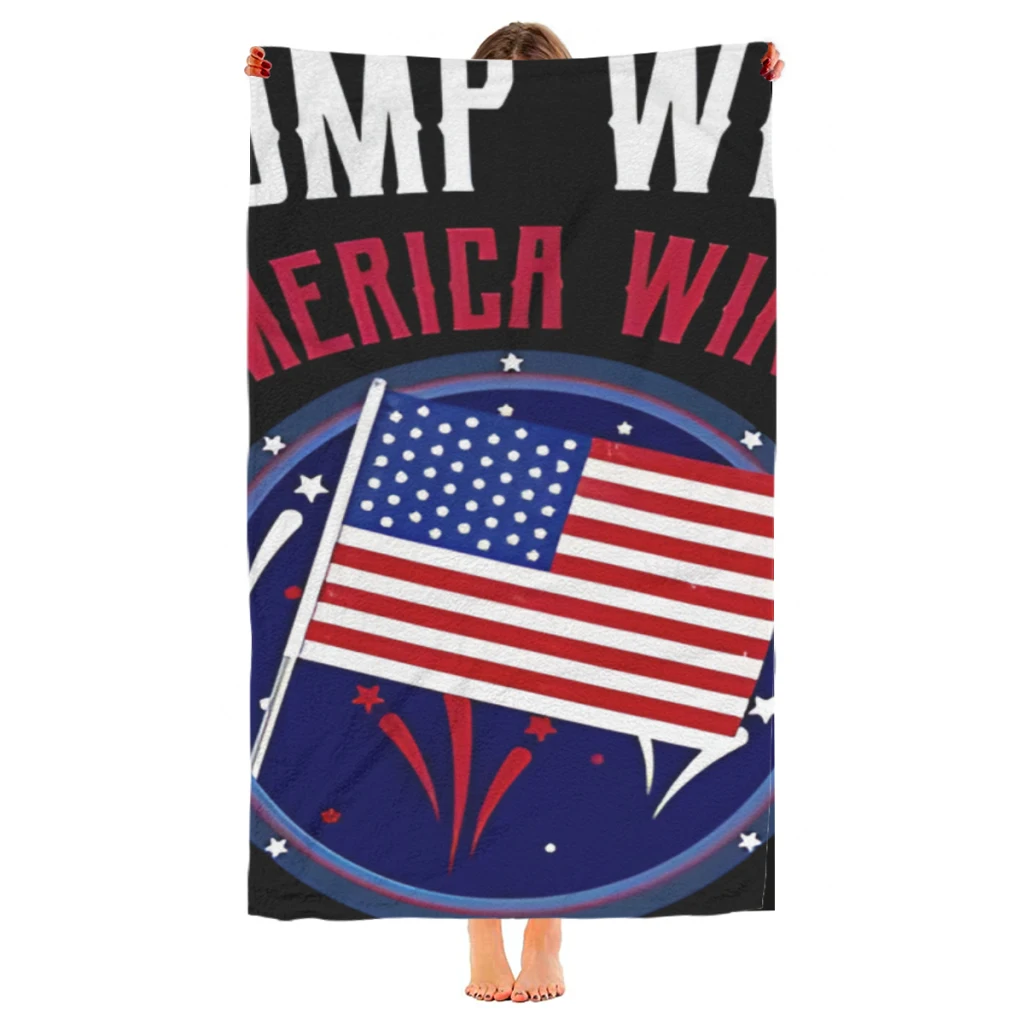 Trump Wins, America Wins Beach Towel  Poncho Bathing Towels Cover-ups Quick Dry Sand Free Yoga Spa Gym Pool