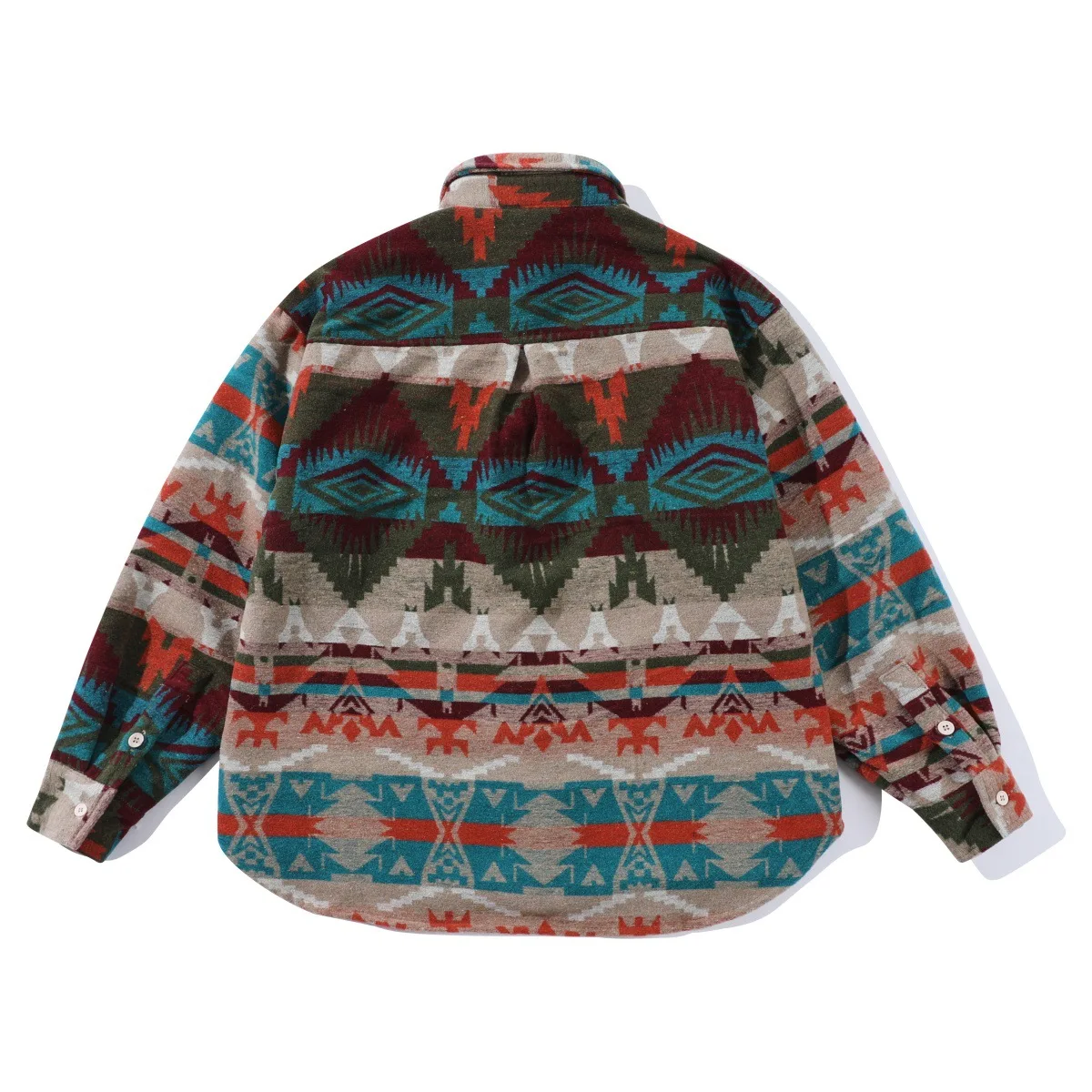 

Men Ethnic Patterns Woolen Japanese Streetwear Retro Loose Casual Long Sleeve Thicken Shirt Women Oversize Blouse Cityboy Shirts