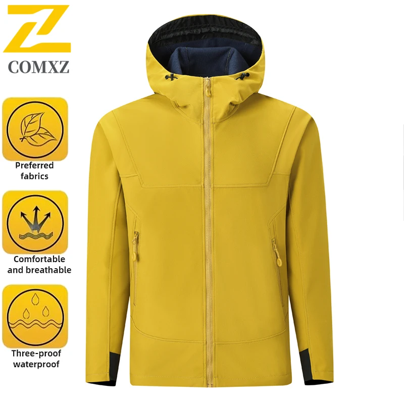 

EiAO Men Women Outdoor Softshell Jacket Waterproof Windproof Fleece Lined Hooded Tactical Coat for Hiking Camping Mountaineering