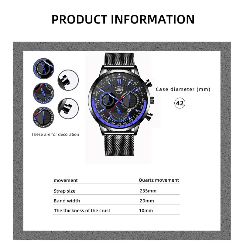ساعة بحزام شبكي من الفولاذ المقاوم للصدأ هدية عيد الميلاد للرجال أصفاد كوارتز ساعات تناظرية للرجال هدايا للأب ساعة الجمعة السوداء