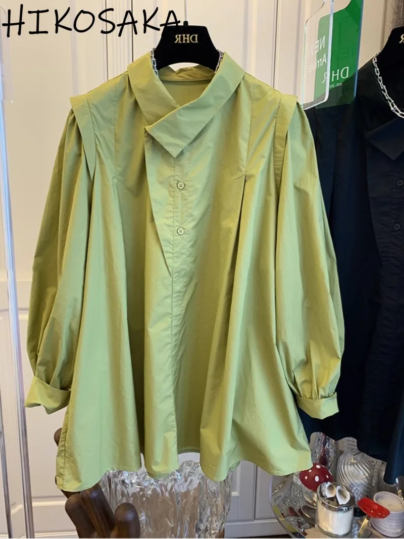

Irregular Turn-down Collar Design Casual Shirts Single Breasted Long Sleeve Blouse Women 2024 Spring New Korean Chic Blusas